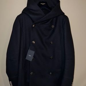 Balmain Hooded Peacoat
